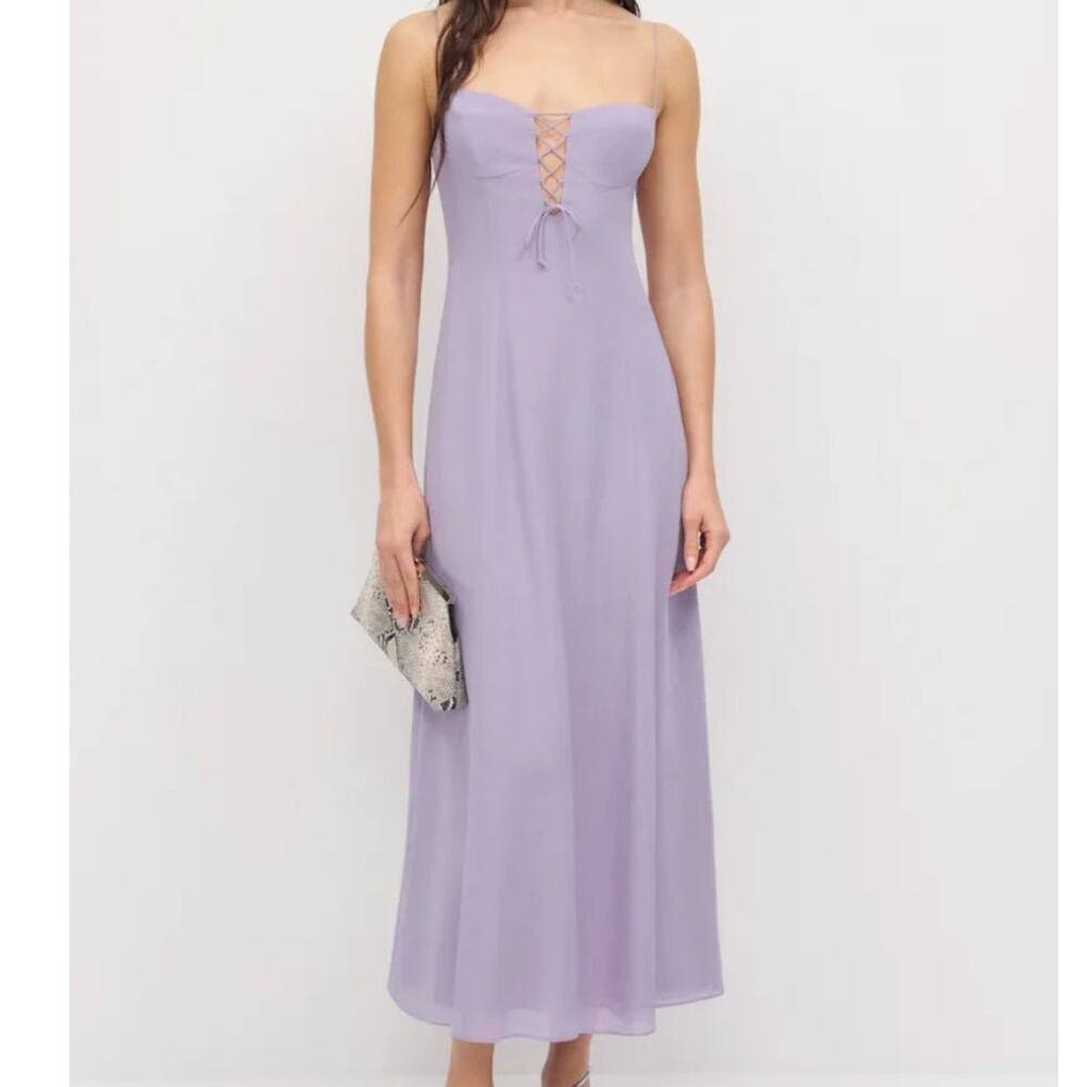 REFORMATION Emely Dress in Aura Purple Size 6 NEW